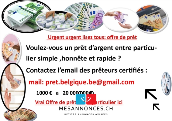Belgique : Offre de prêt entre particulier fiable