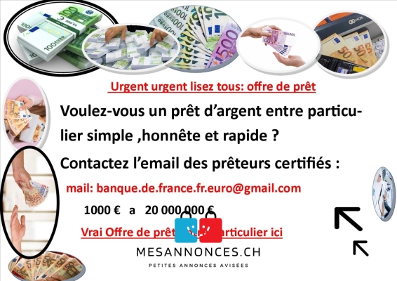 Offre de prêt d'argent entre particuliers sérieux