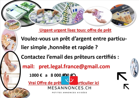 Offre de prêt entre particulier sérieux et rapide