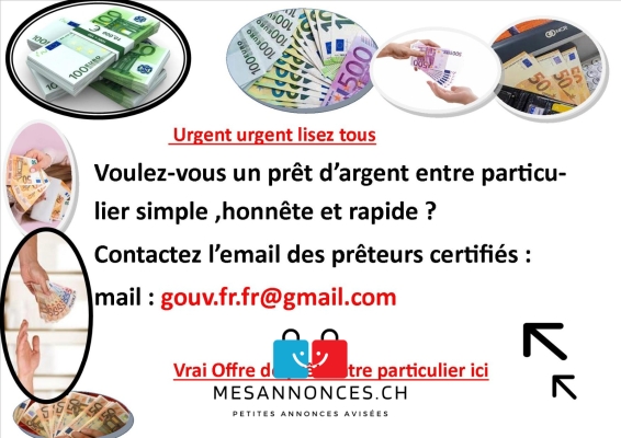 Offre de Prêt Entre Particulier Sérieux en 72H -